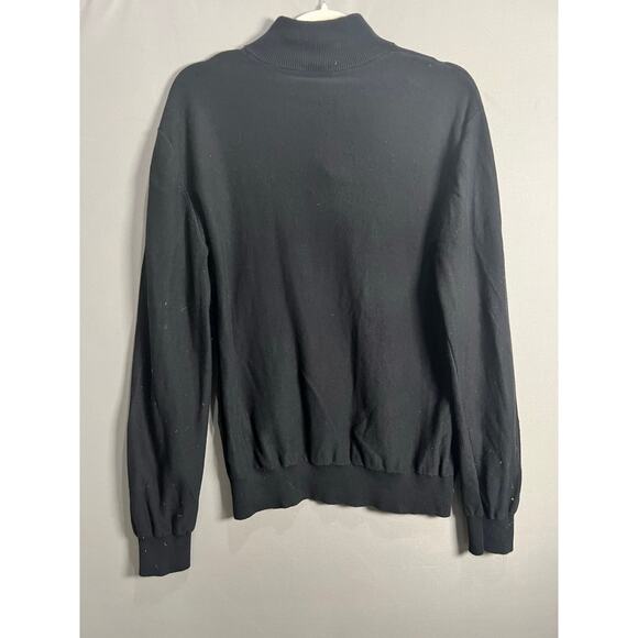 ARMANI EXCHANGE 1/4 Zip Pullover Sweater Black Knitted 100% Cotton Men's Sz M - Picture 2 of 13